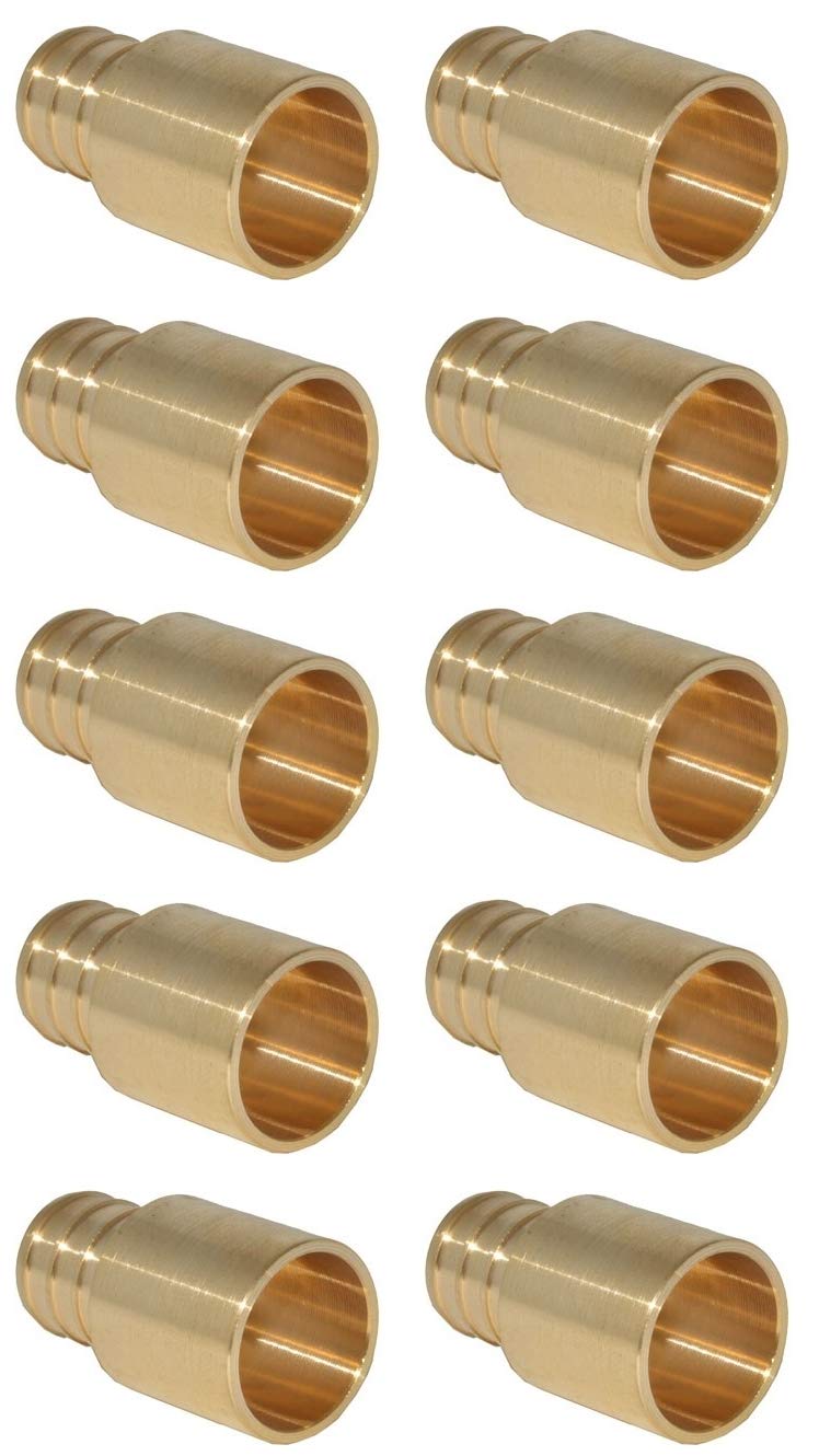 (10-pk) Pex 1/2" Female Sweat x 1/2" Pex Barb Adapter- Sweats Over Copper Tube