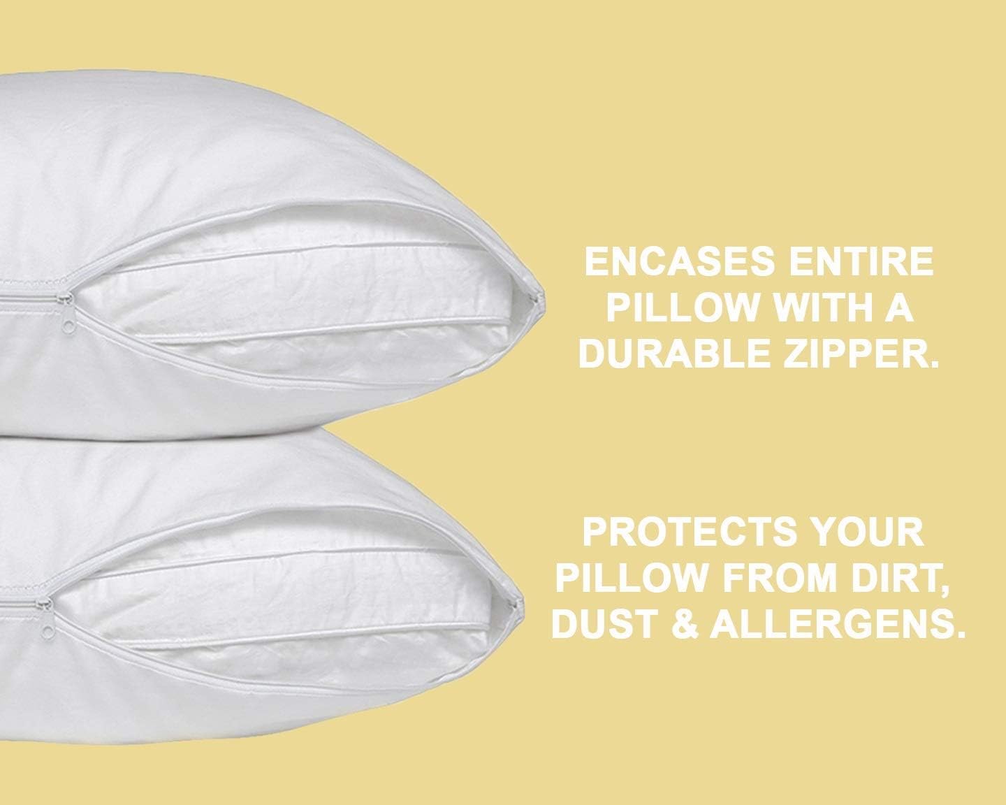 CIRCLESHOME Pillow Protectors 4 Pack Standard Zippered | 100% Cotton Breathable Pillow Covers | Protects from Dirt, Dust & Allergens | Hypoallergenic & Quiet (Standard - Set of 4-20x26): Home & Kitchen