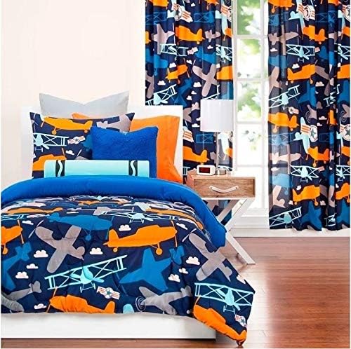 Amazon Com Aircraft Kids Comforter Set Queen Full Size Blue