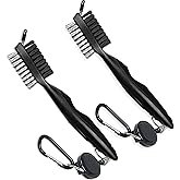 RE GOODS Golf Brush (2 Pack) - Cord and Clip Attachment for Bags and Carts, Club Cleaner Ideal for Woods and Irons - Golf Accesories for Men and Women