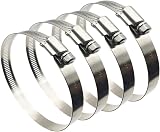 EesTeck 4Pcs Hose Clips 52-76mm 304 Stainless Steel Duct Clamps