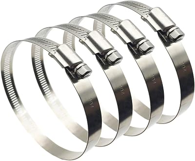 EesTeck 4Pcs Hose Clips 52-76mm 304 Stainless Steel Duct Clamps