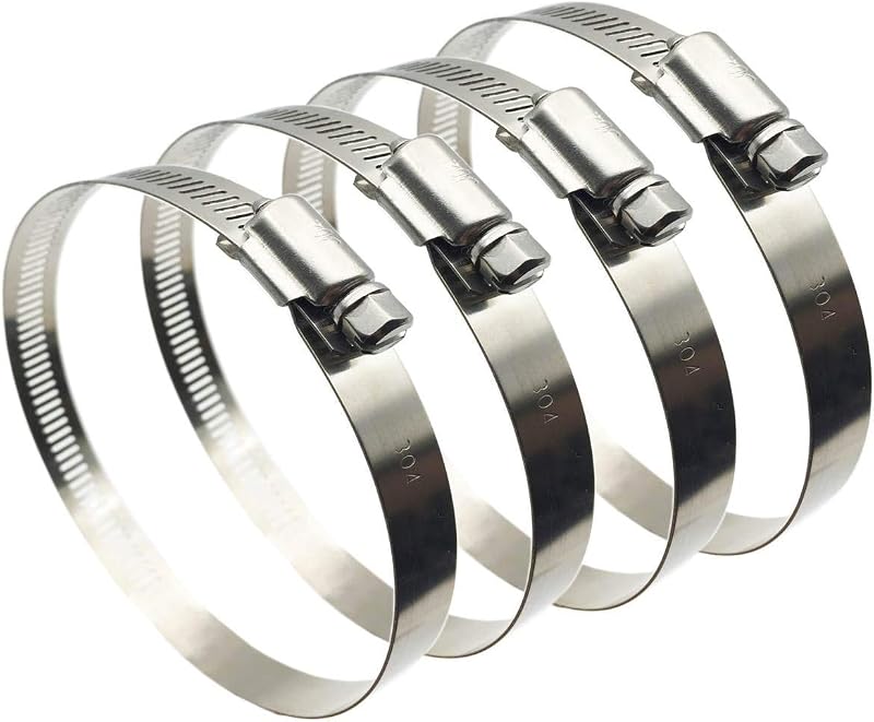 EesTeck 4Pcs Hose Clips 52-76mm 304 Stainless Steel Duct Clamps