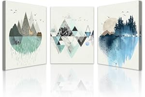 Lapremoly Canvas Wall Decoration For Living Room Bedroom Framed Wall Art Abstract Geometry Mountain Wall Artworks Pictures Office Inspiration Wall Decor Ready To Hang Wall Art Prints 3 Pieces