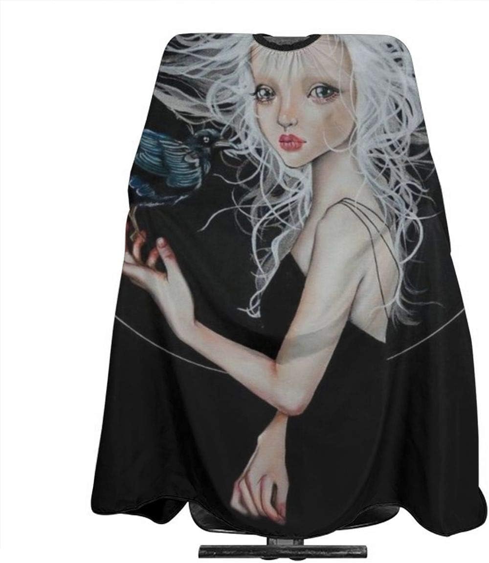 NiYoung Hair Cutting Cape Goth Gotik Gothic Women Girl Art Black Haircut Hairdressing Cloth Apron for Makeup Artist Beautician, Hair Dye, Water-Resistant Professional Salon Cape Hair Dress Apron
