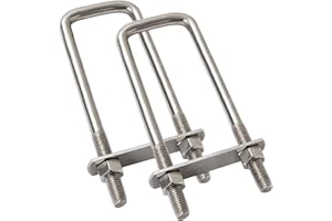 LIONMAX U Bolts 2 Pack, 1/2" D x 2-1/16" W x 6-5/16"L Stainless Steel Square U Bolt with Plates and Nuts, Replacement Parts and Accessories for Automobiles Trailer, Ski Boat, Sailboat Trailer, 2 Pack