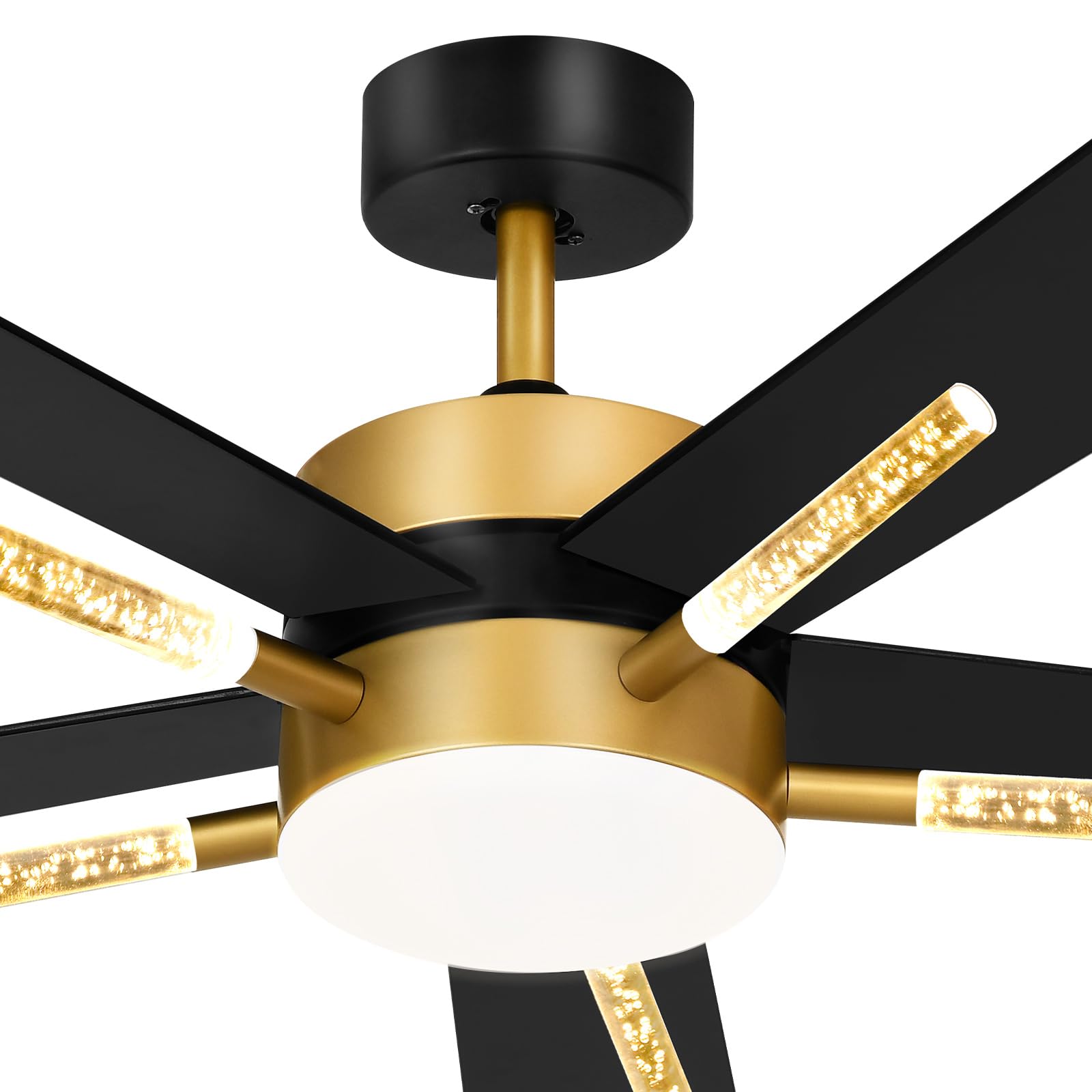 Photo 1 of YITAHOME 60 Inch Ceiling Fan with Light and Remote, 5 Blades with Crystal Rod Design, Modern Chandelier Ceiling Fan with Reversible Quiet Motor, Indoor Fan with 3 LED Colors, Black&Gold