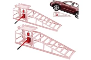 2 Pack Hydraulic Car Ramps for Oil Changes - 11,000 Lbs Capacity Heavy Duty Truck Ramps & SUV Ramps - Low Profile Car Lift wi