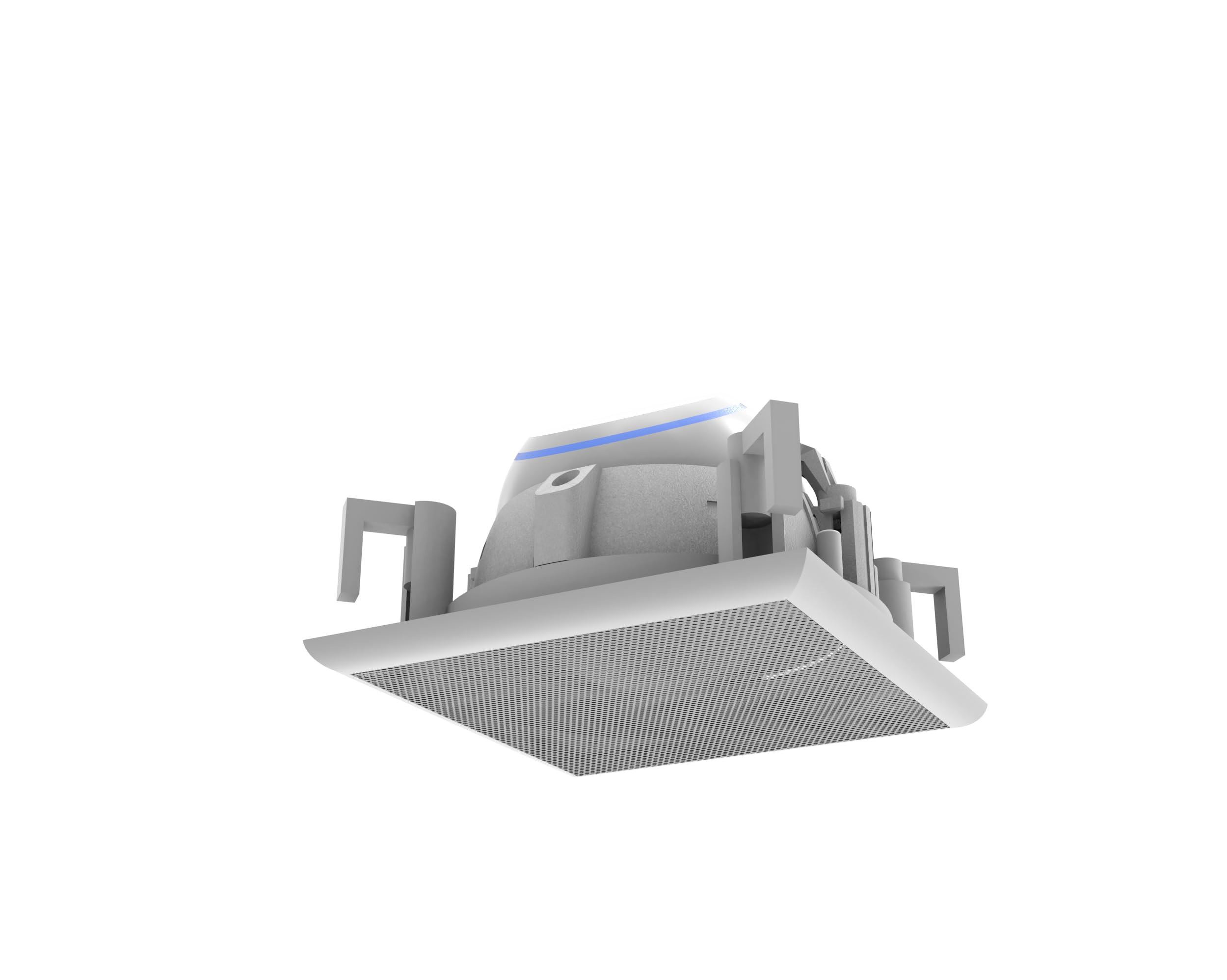 Photo 1 of Splin Ceiling Embedded Mount Stand Compatible with Smart Speaker Alexa Echo Dot 4th and 5th gen., Amazon, and HomePod Mini, Apple— Pro Line — Model Squared Built-in (White) — Metal Grille