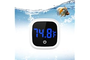 LOFICOPER Digital Aquarium Thermometer, LED Fish Tank Thermometer, Stick-on Reptile Thermometer with Touch Screen, Large Numbers, Battery, for Fish, Axolotl, Turtle, Aquatic