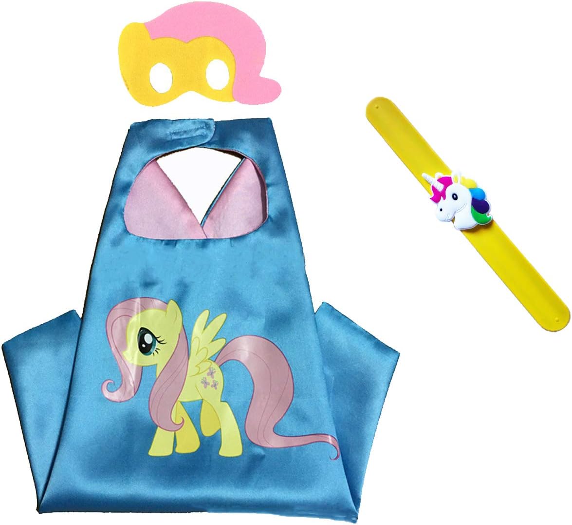 My Little Pony Costume Set—Cape, Mask and Pops Bracelet for Age 4-10 Kids