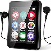 64GB MP3 Player with Bluetooth 5.3, Portable Music Player 2.4" Full Touchscreen with Speaker, FM Radio, Voice Recorder, E-Book (Earphones Included)