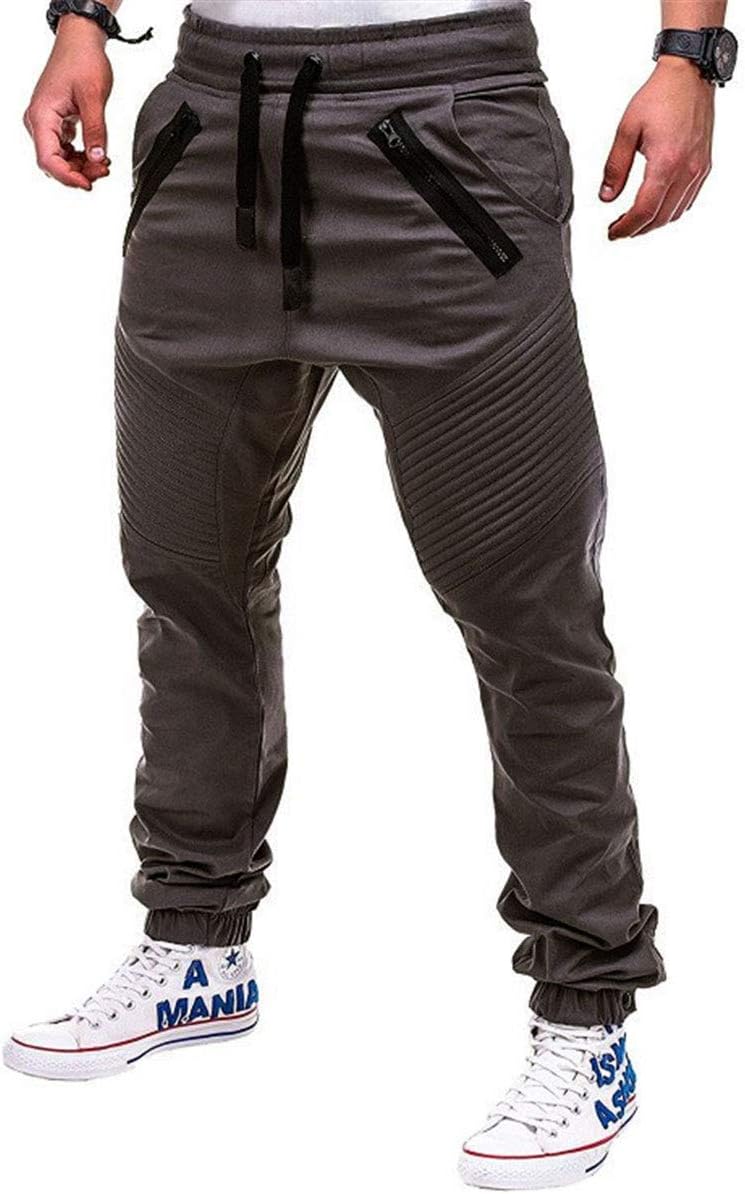 Astellarie Mens Joggers Sports Pants Fashion Athletic Drawstring Trousers Casual Slim Fit Sweatpants with Zippered Pockets