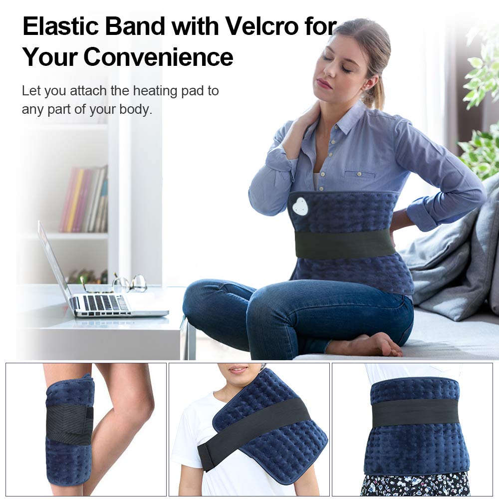 Heating Pad XL King Size for Pain Relief, Machine Washable Pad with 6 Heating Settings, Timer and Moist Therapeutic Option, Heat Therapy Pad for Neck Back Shoulder 12\