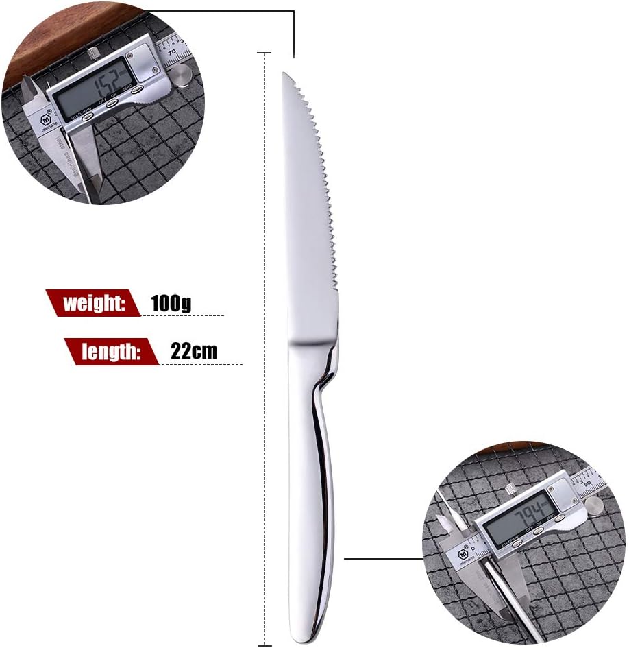 BISDARUN Stainless Steel Serrated Steak Knives Set of 6 - Image 3
