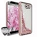 TJS Case for Samsung Galaxy J7 Sky Pro/Galaxy J7 Perx/Galaxy J7 V/Galaxy Halo/Galaxy J7 Prime, [Tempered Glass Screen Protector] Glitter Liquid Chrome Bump Hybrid Shockproof Motion Armor (Pink)