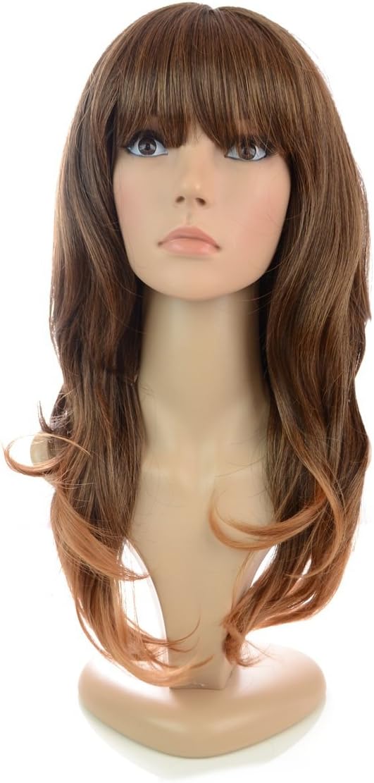 Bardot Long Warm Brown Wavy Face Framing Natural Wig With Straight