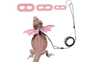 HIMYBB Lizard Harness and Leash Set with Wings Adjustable 3 Pack S M L Soft Leather Reptile Costume Accessories for Bearded Dragon Chameleon Guinea Pig Small Animal Pink
