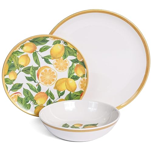 Melamine Dinnerware Sets- 12pcs Melamine Plates and Bowls Set for