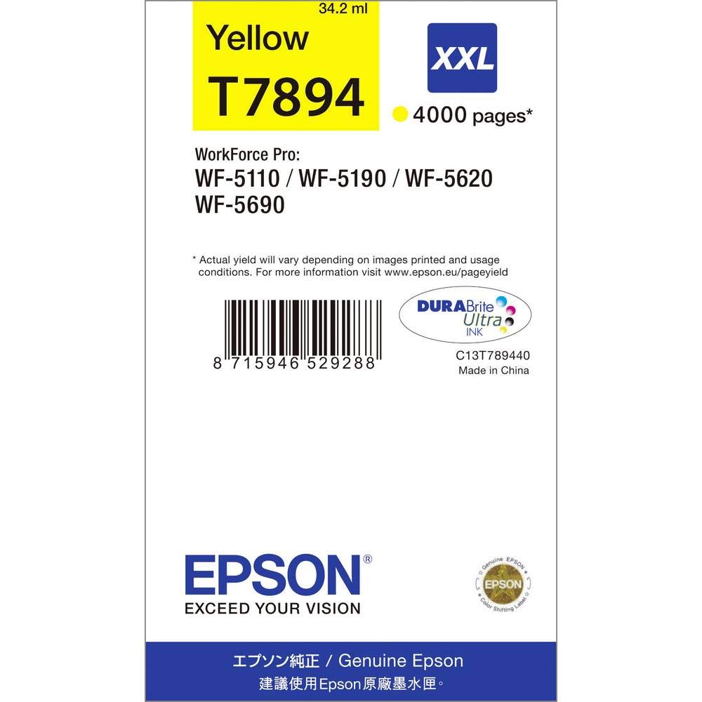 Epson T7894 Yellow Genuine, XXL High Yield Ink Cartridge DuraBrite Ultra