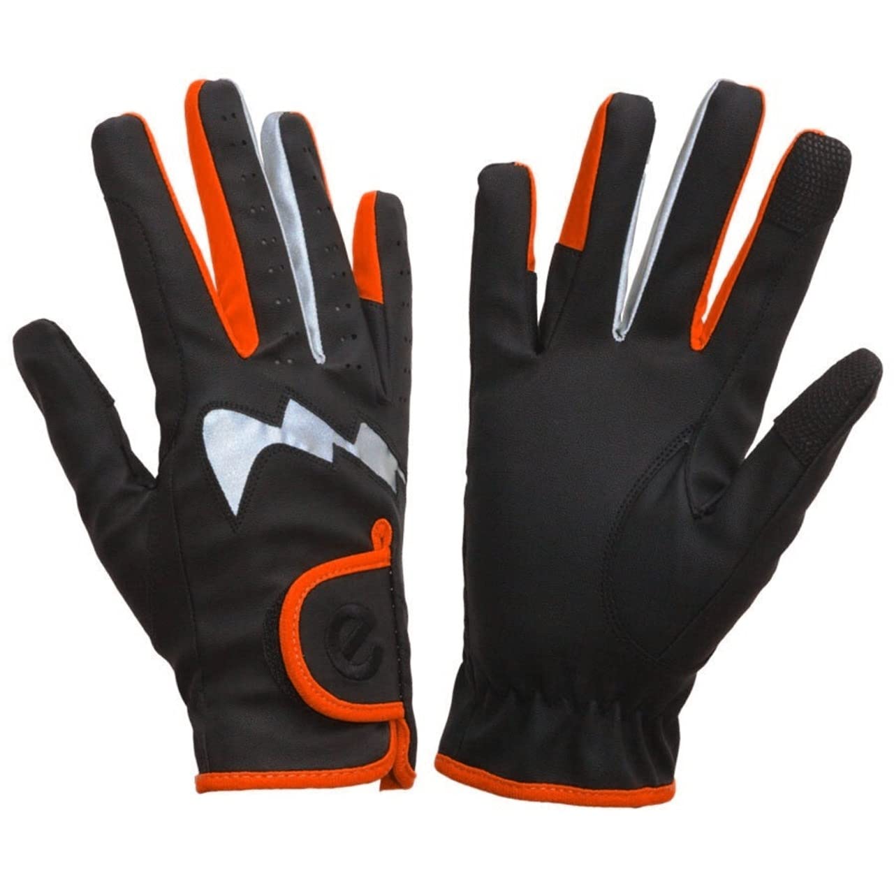 eGlove eQUEST GripPro LITE - Lightweight Horse Riding Gloves NEW! (Black/Orange/HIVIS, XL)