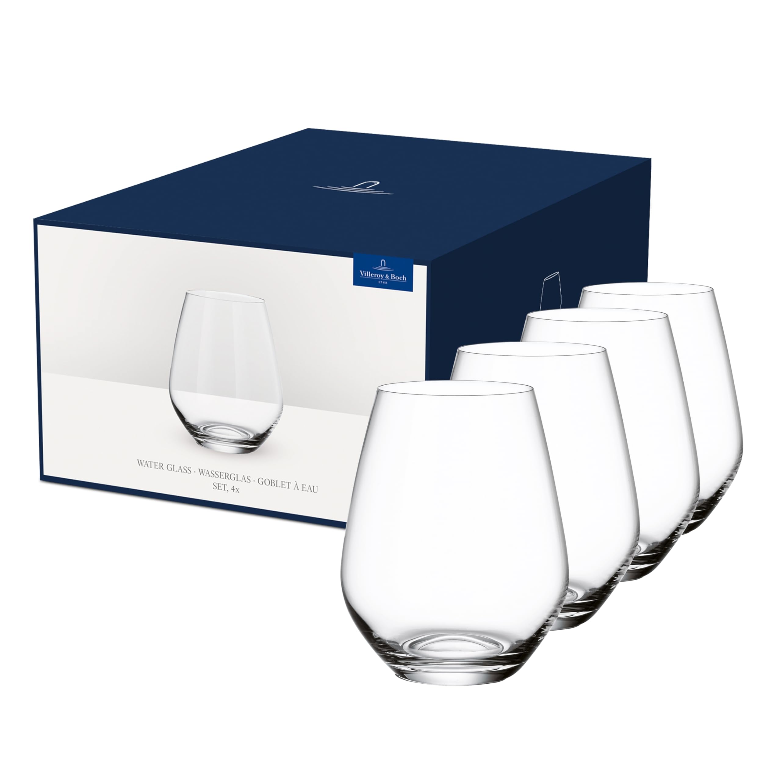 Villeroy & Boch – Ovid Water Glass Set 4 Pieces 420 ml, Dishwasher Safe, Cold Drink Glasses, Juice Glasses, Drinkware, Crystal Glass