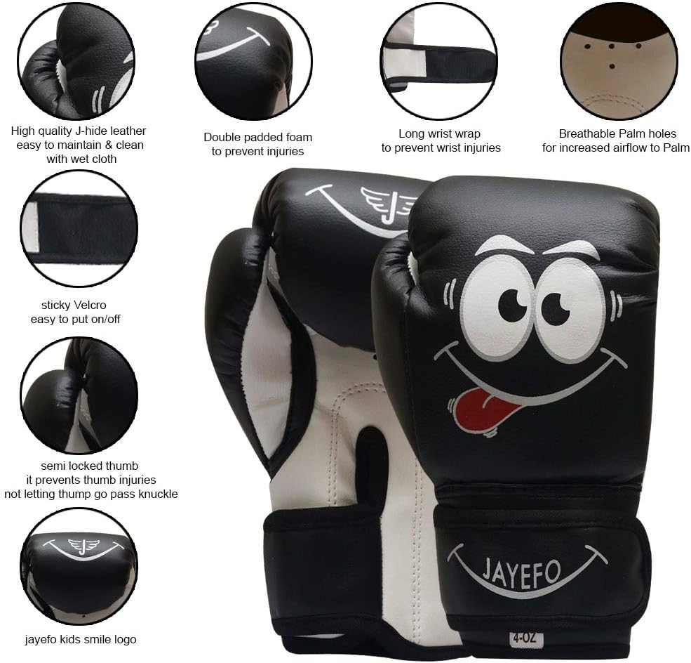 Jayefo Kids Boxing Gloves, Boxing Gloves for Kids} Sizes 4-6 OZ for Ages 5-11 Training MMA Boys Girls {Punching Bag Gloves} Kickboxing Muay Thai Youth Junior Gloves : Sports & Outdoors