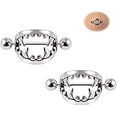 TRBR 14G 16G Spooky Nipple Piercing Jewelry for Halloween, Vampire Skull Nipple Rings Surgical Steel for Men and Women, Nipple Shields Barbell Rings