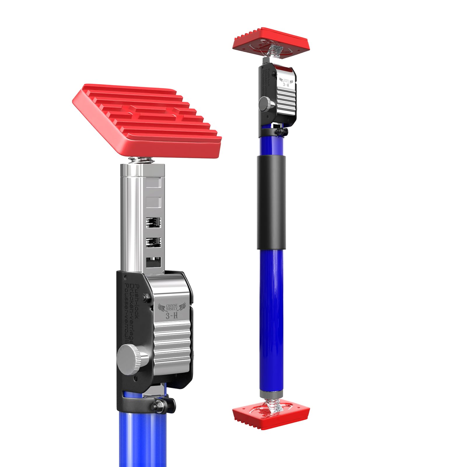 3-H Third Hand Telescopic Support Pole Heavy Duty, All-Steel Support Rod for Cabinet Jacks Cargo Bars Drywall Support-165 lbs Capacity and Extends from 15.7 to 24.4 Inch, 1 Pack(Blue)