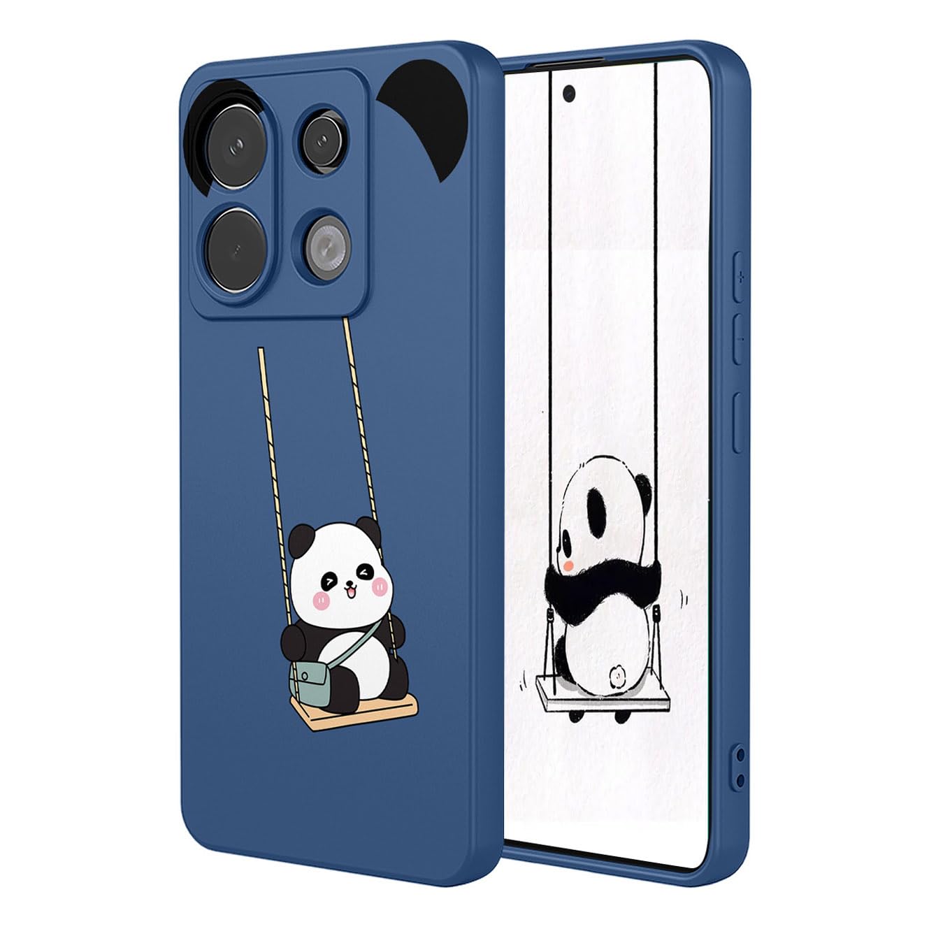 YUECXIN Case for Xiaomi Redmi Note 13 Pro 5G / Poco X6 5G, Ultra thin Liquid Silicone Silky Soft Touch Cute Pattern Girls Cover, with Microfiber Lining Shockproof TPU Bumper Case. Panda