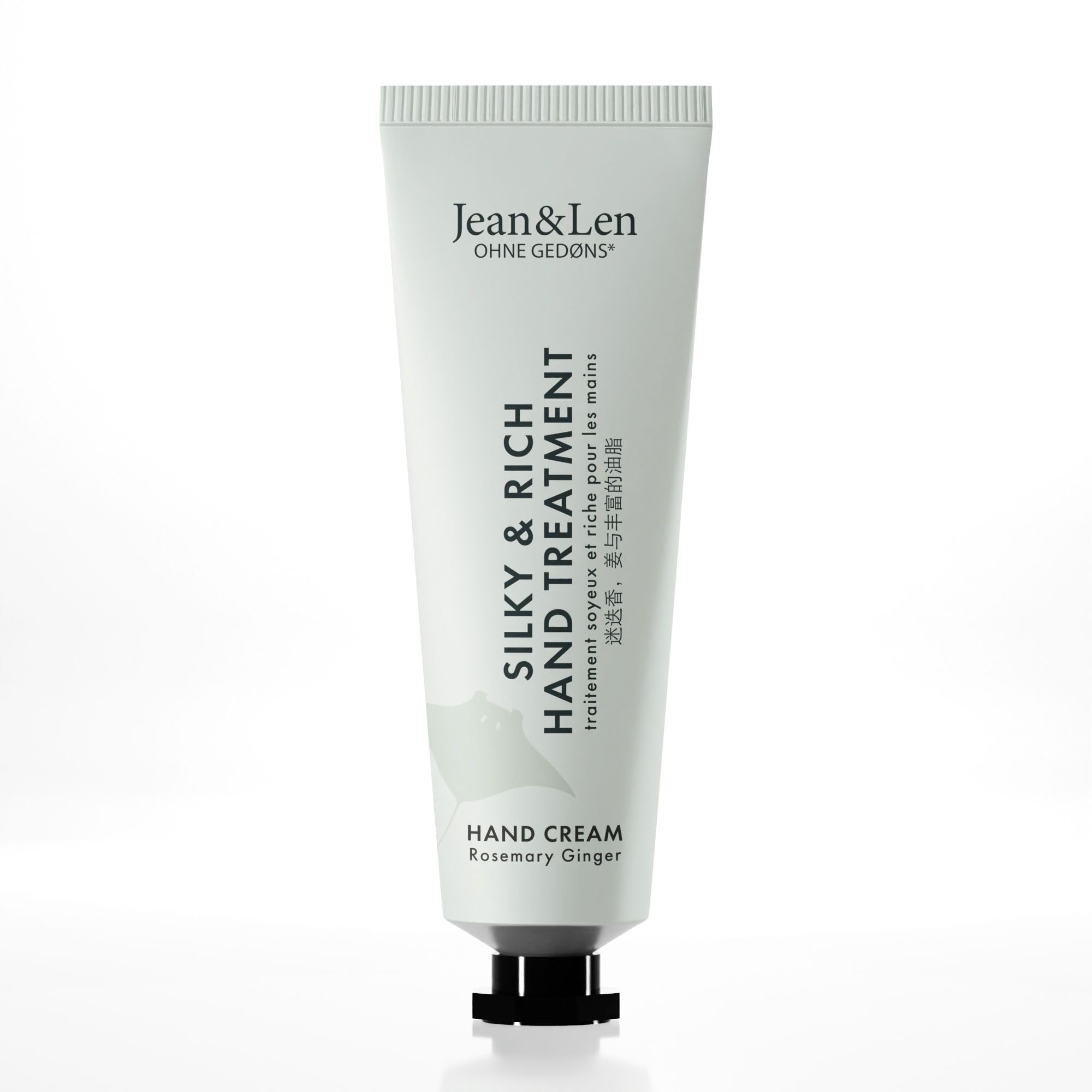 Jean & Len Mini Silky & Rich Treatment Rosemary & Ginger, 100% recyclebare Alutube (ohne Deckel), praktische Reisegröße, sorgt für weiche Hände, Handcreme mini, ohne Parabene & Silikone, 30 ml