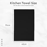 Encasa XO Kitchen Dish Towels Set Black 70x45 cm 4 Pack Waffle Weave view 6
