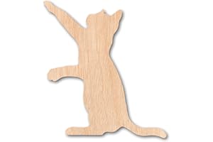 UFN HENRIK CUTOUT Handcrafted Wooden Cat Ornaments - Intricate Playing Cat Cutout Figure - Perfect for Home Decor (5mm Plywood, 4")