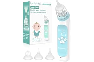 Koalababy Newest Large Flow Electric Nasal Aspirator, Baby Nose Sucker, Nose Cleaner for Toddlers with 3 Silicone Tips, 3 Suction Levels, Music & Light Soothing Function, Blue