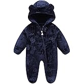 Fairy Baby Newborn Baby Bear Suit Thin Fleece Footie Romper Snowsuit Hooded Jumpsuit Bodysuit Winter Clothes Boy Girl 0-12M