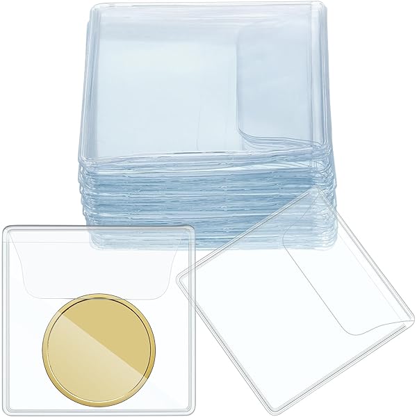 50-Pack 2.1x2.1 Inch Coin Sleeves - Clear PVC Protectors For Coin Collection & Small Items