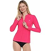 Hurley Rash Guard for Women Full Zip, Zip Up Long Sleeve Swim Shirts for Women, Surfing Top UPF 50+ SPF Sun & UV Protection