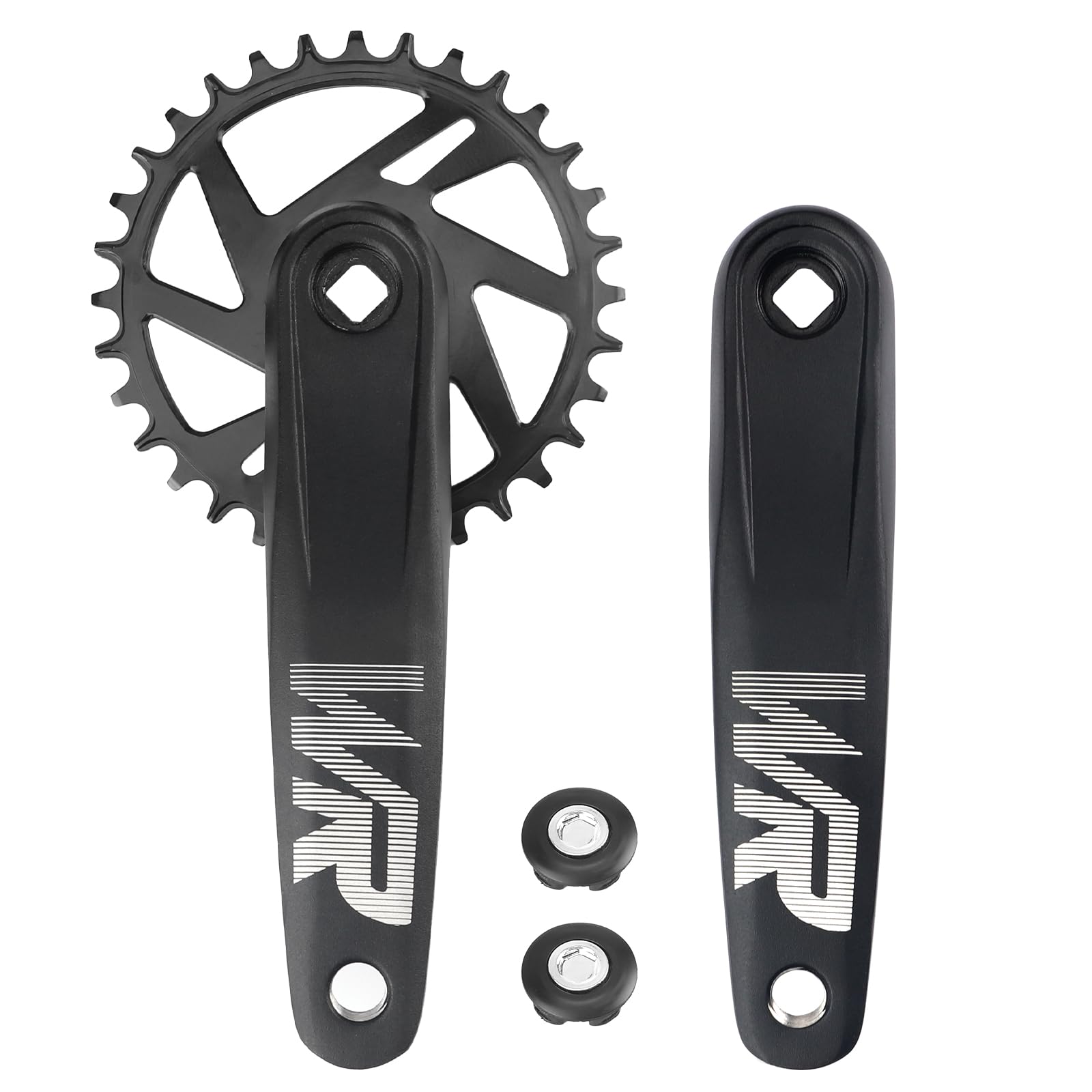 MEGHNA Bicycle Crankset Set 170mm Chainring Set 32T/34T/36T/38T Universal for Single Speed and 6/7/8/9/10/11 Speed Bike, MTB BMX Road Bike (32T)