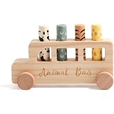 Etucdose Wooden Pop Up Toys for Babies | STEM Montessori Toys Color Animal Bus for Toddlers | Preschool Learning Toddler Educational Gifts for Kids Boys Girls | Baby Toy Games