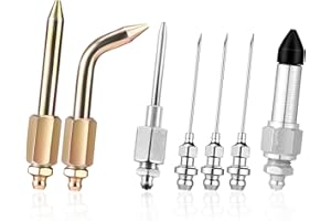 Lyreh 7pcs Grease Gun Accessory Kit, Including 3 Grease Nozzle 1 Needle Dispenser Rubber Tip Joint Nipple Straight Nozzle 1 Needle Elbow Fitting Adapter Coupler for Small and Confined Spaces