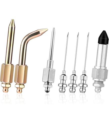 Lot De 4 Buses D'aiguille à Graisse De 6,1 Et 7,6 Cm De Long Pour Pistolet à Graisse 18 G + Adaptateur De Graisse à Aiguille étroite Avec Filetage NPT De 0,6