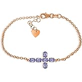 Galaxy Gold GG Tanzanite Cross Bracelet in 14k Rose Gold