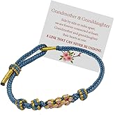 To My Granddaughter Bracelet "A Link That Can Never Be Undone"Peach Blossom Bracelet,Adjustable Braided Bracelet for Women, Inspirational Birthday Jewelry Christmas Stocking Stuffers for Women (blue)