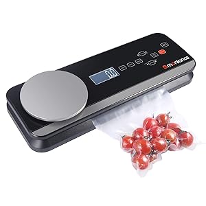 Vacuum Sealer Machine with Touch Pannel and LCD Display, Built-in Scale and Cutter, Automatic Vacuum Air Sealing System(Dry & Moist Food Modes) with Starter Kits-Black