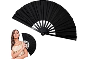 GENERIC Boots on The Ground Fan,13inch Large Rave Fan PoppingFan Clacking Fans for Line Dancing,Line Dance Popping Fans,HandFans for Women Foldable,Portable for Outdoor,Wedding,Party,Decoration(Black)