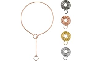 Ximipet Heavy Duty Dog Choke Collar Slip Dog P Chain Snake Collar Plating Anti-Rust Dog Training Collars for Small Large Dogs Black/Gold/Silver/Rose Gold 15.5in-29.5in (17.5in, Rose Gold)