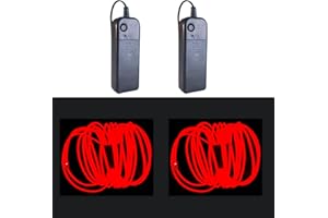 DOBESTYOU El Wire red,3m 2pack neon Light Flash Electroluminescence,Used for DIY Design, Various Holiday Party Decoration