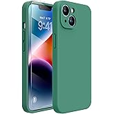 Miracase Designed for iPhone 14 Case with Screen Protector,[Upgraded Enhanced Camera Protection],Shockproof Liquid Silicone Case with Microfiber Lining, 6.1 inch,Acacia Green