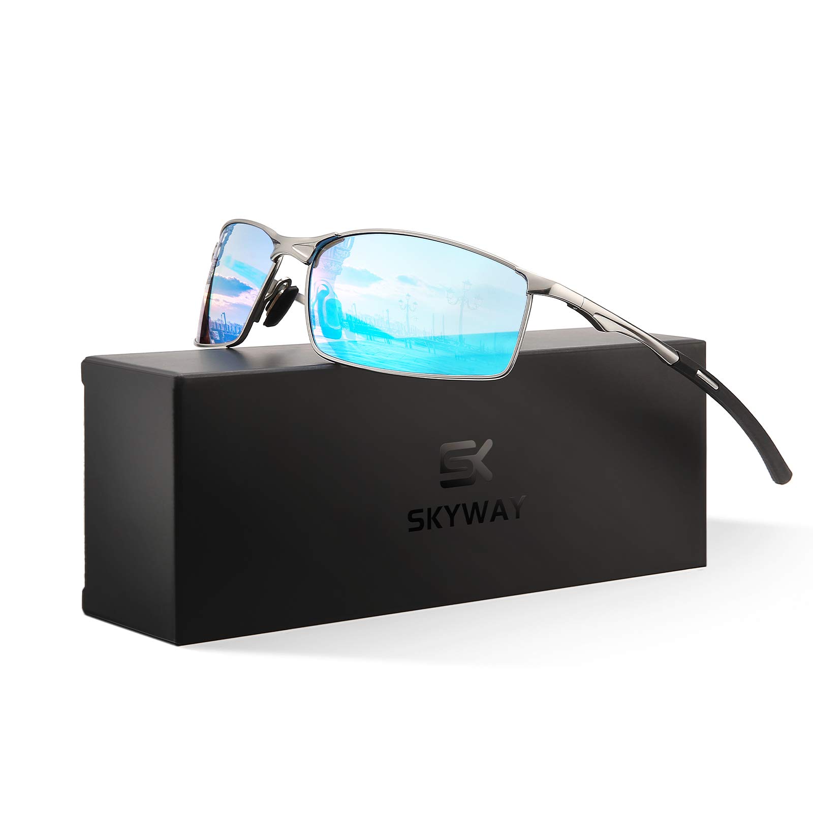 SKYWAY Mens Sunglasses Polarized for Outdoor Sports Metal Frame Cycling Glasses UV400 Protection, Anti Glare, Reduce Eye Fatigue — image 1