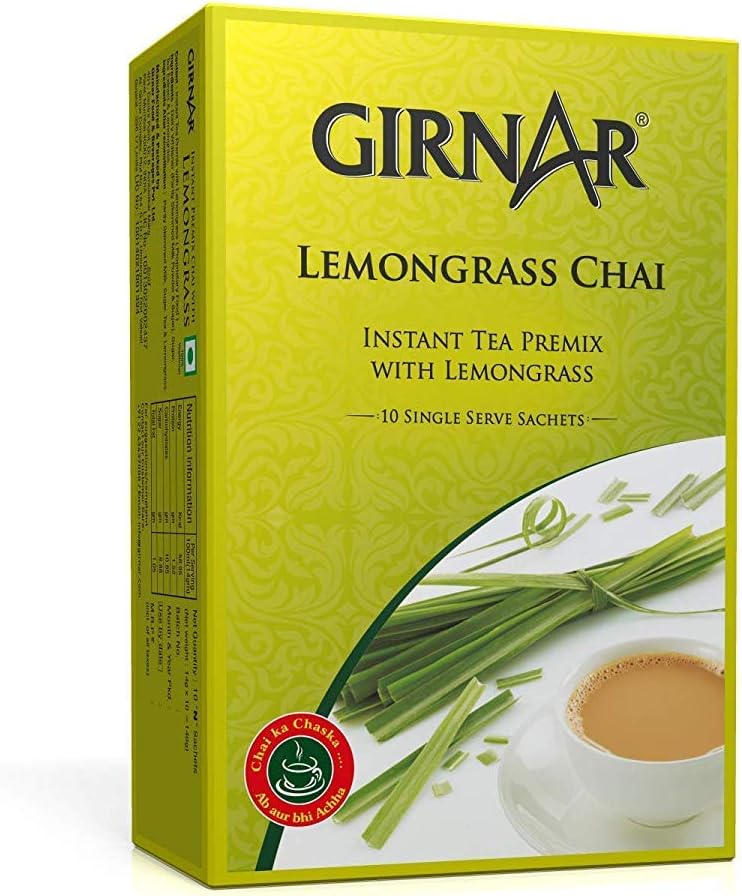 Girnar Instant Tea/Chai Premix with Lemongrass, 10 Sachets